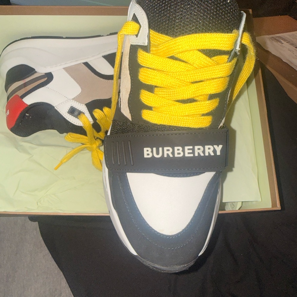 Burberry Sneakers - Black, White, Yellow Accents